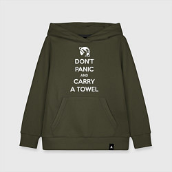 Толстовка детская хлопковая Dont panic & Carry a Towel, цвет: хаки