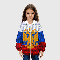 Куртка с капюшоном детская Россия: полигоны, цвет: 3D-белый — фото 2