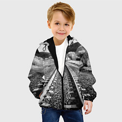 Куртка с капюшоном детская Железная дорога, цвет: 3D-черный — фото 2
