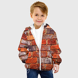 Куртка с капюшоном детская Кирпичи, цвет: 3D-белый — фото 2
