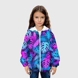 Куртка с капюшоном детская Сине-розовые тропики, цвет: 3D-белый — фото 2