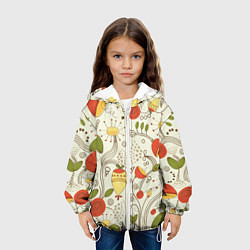 Куртка с капюшоном детская Поляна цветов, цвет: 3D-белый — фото 2