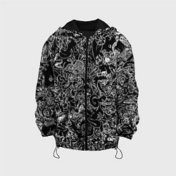 Куртка с капюшоном детская Монстры черно-белый паттерн, цвет: 3D-черный