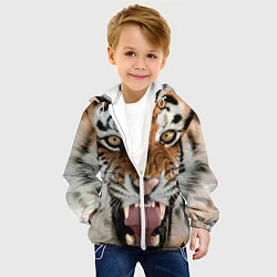 Куртка с капюшоном детская Свирепый тигр, цвет: 3D-белый — фото 2