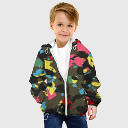 Куртка с капюшоном детская Цветной камуфляж, цвет: 3D-белый — фото 2