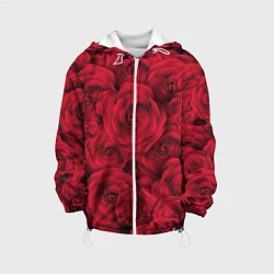 Куртка с капюшоном детская Красные розы, цвет: 3D-белый