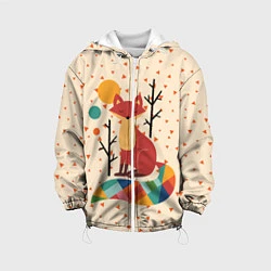 Куртка с капюшоном детская Осенняя лисичка, цвет: 3D-белый