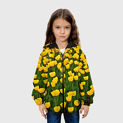 Куртка с капюшоном детская Жёлтые тюльпаны, цвет: 3D-черный — фото 2