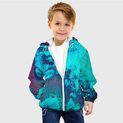 Куртка с капюшоном детская Лазурные текстуры, цвет: 3D-белый — фото 2
