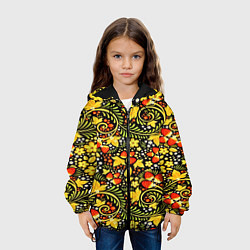 Куртка с капюшоном детская Khokhloma pattern, цвет: 3D-черный — фото 2