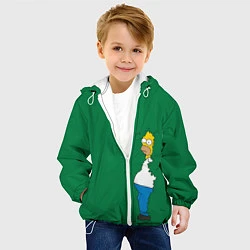 Куртка с капюшоном детская Гомер в кустах, цвет: 3D-белый — фото 2
