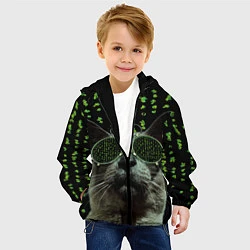Куртка с капюшоном детская Кот в матрице, цвет: 3D-черный — фото 2