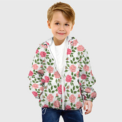 Куртка с капюшоном детская Розы Паттерн, цвет: 3D-белый — фото 2