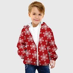 Куртка с капюшоном детская Новогодние Снежинки, цвет: 3D-белый — фото 2