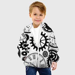 Куртка с капюшоном детская Часы и шестеренки, цвет: 3D-белый — фото 2