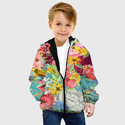 Куртка с капюшоном детская Букет цветов, цвет: 3D-черный — фото 2