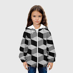 Куртка с капюшоном детская Серые грани, цвет: 3D-белый — фото 2
