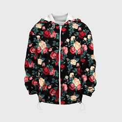 Куртка с капюшоном детская Кустовые розы, цвет: 3D-белый