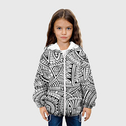 Куртка с капюшоном детская Черно-белая этника, цвет: 3D-белый — фото 2