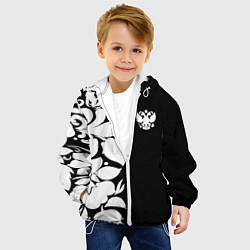 Куртка с капюшоном детская Russia: B&W Floral, цвет: 3D-белый — фото 2