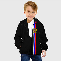 Куртка с капюшоном детская Лента с гербом России, цвет: 3D-черный — фото 2