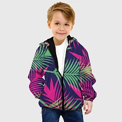 Куртка с капюшоном детская Неоновые пальмы, цвет: 3D-черный — фото 2