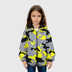 Куртка с капюшоном детская Yellow & Grey Camouflage, цвет: 3D-черный — фото 2