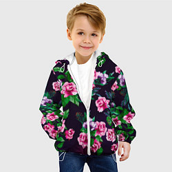 Куртка с капюшоном детская Розы во тьме, цвет: 3D-белый — фото 2