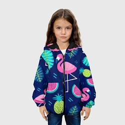 Куртка с капюшоном детская Фруктовый фламинго, цвет: 3D-черный — фото 2