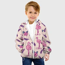 Куртка с капюшоном детская Фламинго: розовый мотив, цвет: 3D-белый — фото 2