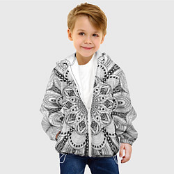 Куртка с капюшоном детская Линейная мандала, цвет: 3D-белый — фото 2