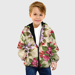 Куртка с капюшоном детская Цветочный мотив, цвет: 3D-черный — фото 2