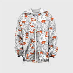Куртка с капюшоном детская Лисички в зимнем лесу, цвет: 3D-белый