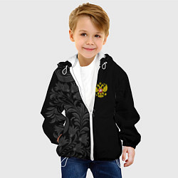 Куртка с капюшоном детская Герб России и орнамент, цвет: 3D-белый — фото 2