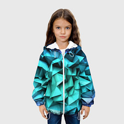 Куртка с капюшоном детская Бирюзовые грани, цвет: 3D-белый — фото 2