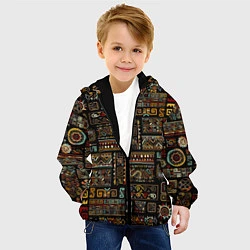 Куртка с капюшоном детская Этнический орнамент - Африка, цвет: 3D-черный — фото 2