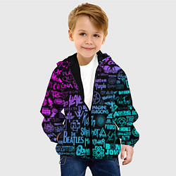Куртка с капюшоном детская ЛОГОТИПЫ РОК ГРУПП, цвет: 3D-черный — фото 2
