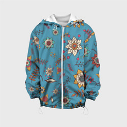 Куртка с капюшоном детская Цветочный рай узор, цвет: 3D-белый