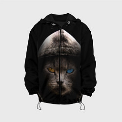 Куртка с капюшоном детская Уличный кот, цвет: 3D-черный