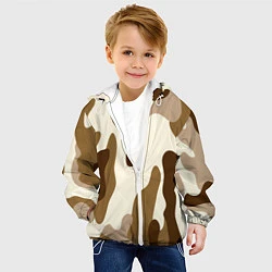 Куртка с капюшоном детская КОРИЧНЕВЫЙ КАМУФЛЯЖ, цвет: 3D-белый — фото 2