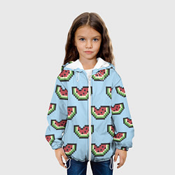 Куртка с капюшоном детская Пиксельный арбуз, цвет: 3D-белый — фото 2