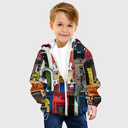 Куртка с капюшоном детская London doors цифровой коллаж, цвет: 3D-белый — фото 2