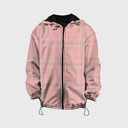 Куртка с капюшоном детская Шотландка Розовая, цвет: 3D-черный