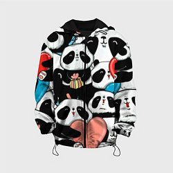 Куртка с капюшоном детская Панды, цвет: 3D-черный