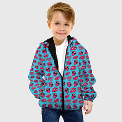 Куртка с капюшоном детская Губы Поп-арт, цвет: 3D-черный — фото 2
