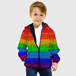 Куртка с капюшоном детская Разноцветные доски радужный, цвет: 3D-черный — фото 2