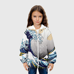 Куртка с капюшоном детская The great wave off kanagawa, цвет: 3D-белый — фото 2