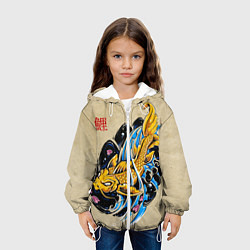 Куртка с капюшоном детская Золотая рыба кои, цвет: 3D-белый — фото 2