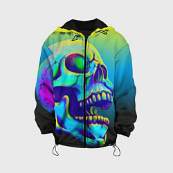 Куртка с капюшоном детская Neon skull, цвет: 3D-черный
