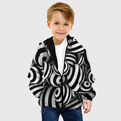 Куртка с капюшоном детская Полосатые 3D круги, цвет: 3D-черный — фото 2